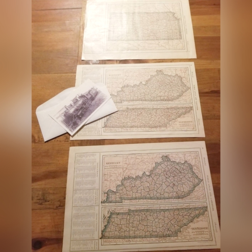Vintage railroad atlas maps photos KY TN KS paper